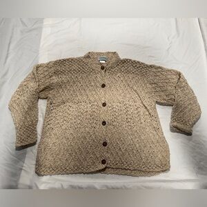 Beige Knit Cardigan with Brown Buttons